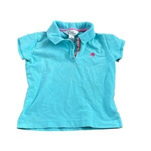 Lilly Pulitzer Vintage White Label Girls 4 Blue Preppy Polo Shirt